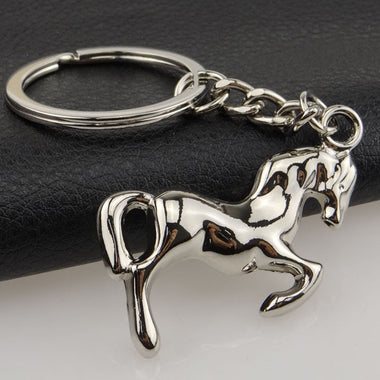 Shiny Silver Horse Keychain