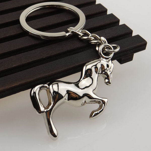 Shiny Silver Horse Keychain