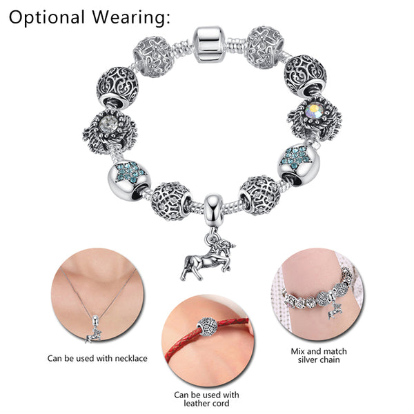 Silver Horse Charm Bracelet