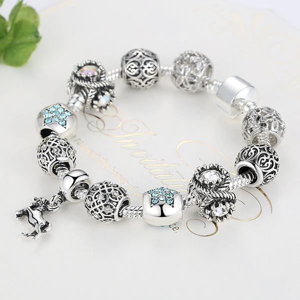 Silver Horse Charm Bracelet