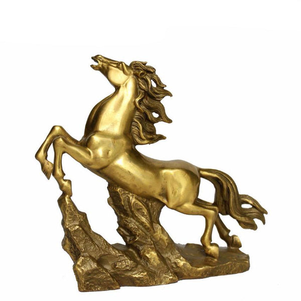 Golden Brass Running Horse Statue