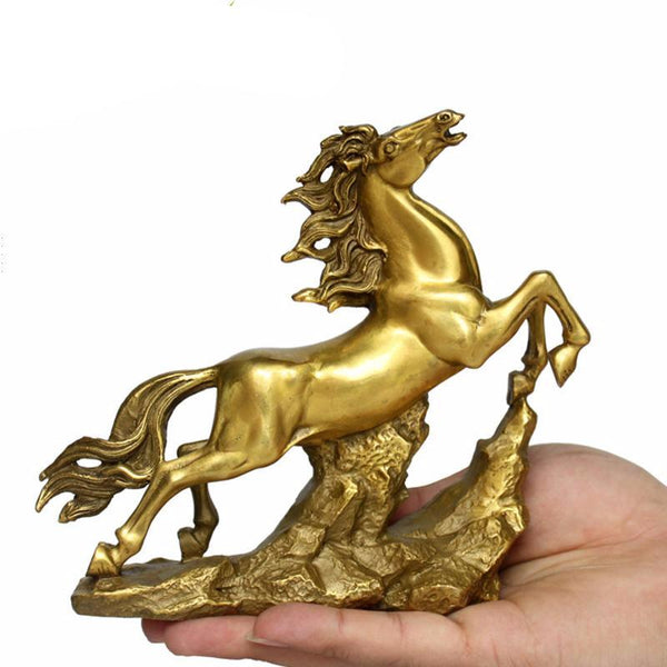 Golden Brass Running Horse Statue