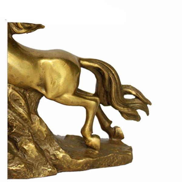 Golden Brass Running Horse Statue