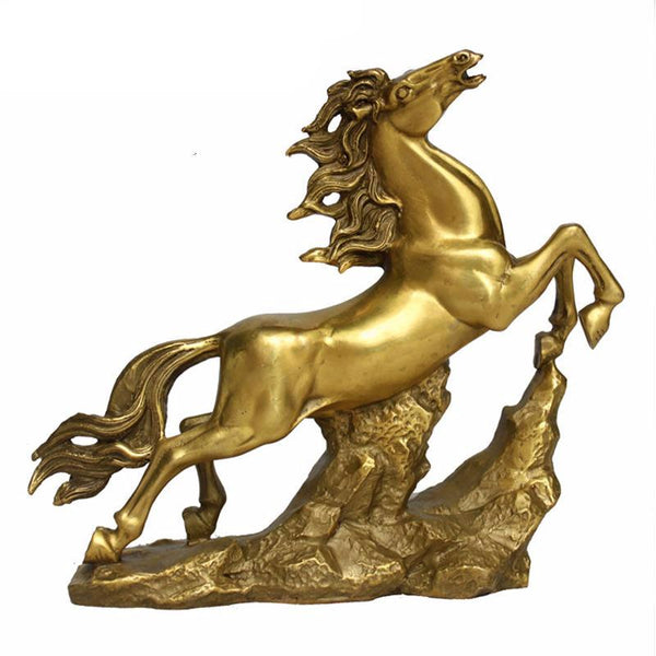 Golden Brass Running Horse Statue