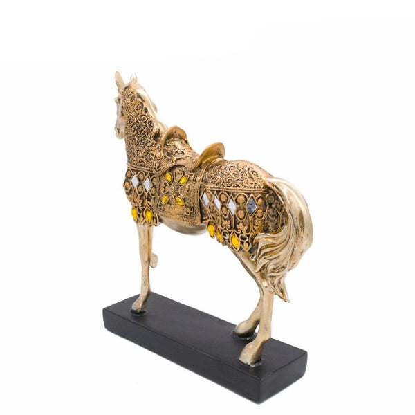 Golden Resin Trotting Horse Figurine