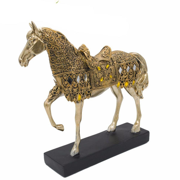 Golden Resin Trotting Horse Figurine