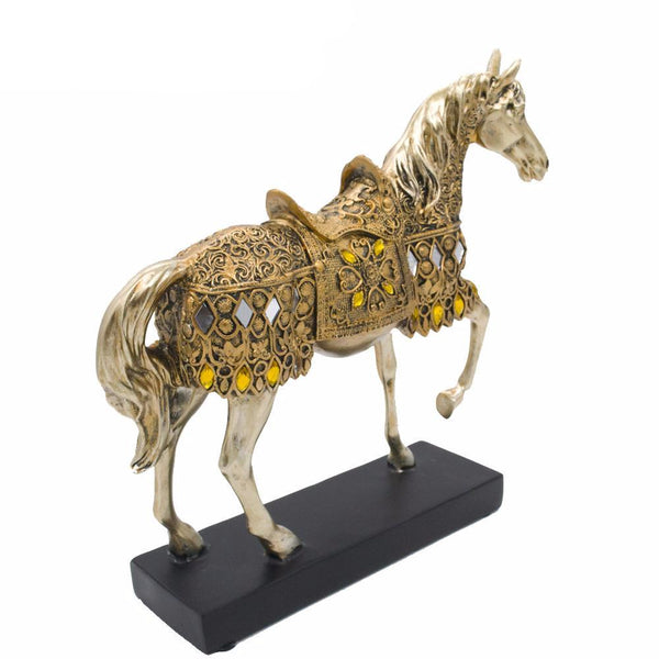 Golden Resin Trotting Horse Figurine