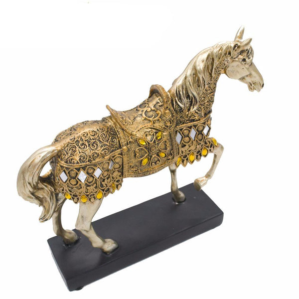 Golden Resin Trotting Horse Figurine