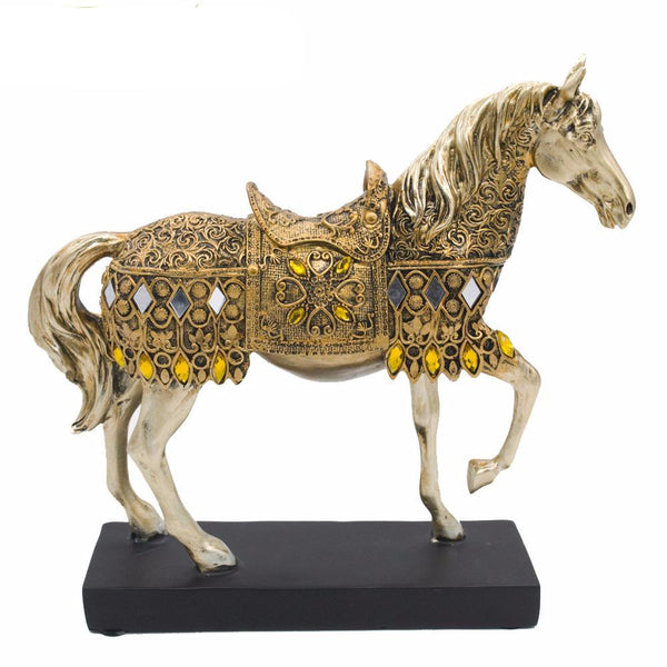 Golden Resin Trotting Horse Figurine