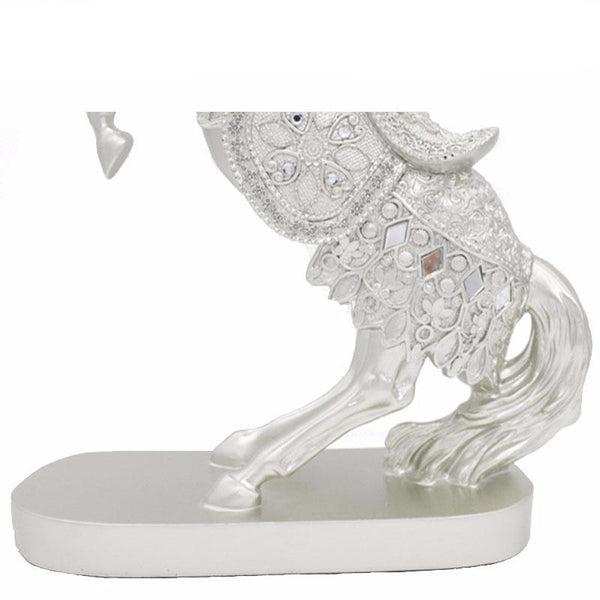 Silver Resin Standing Horse Statue