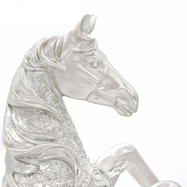 Silver Resin Standing Horse Statue