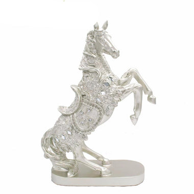 Silver Resin Standing Horse Statue
