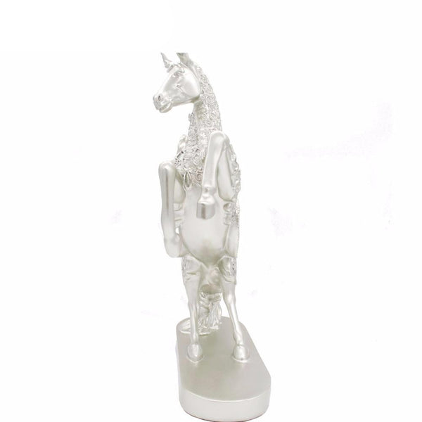 Silver Resin Standing Horse Statue