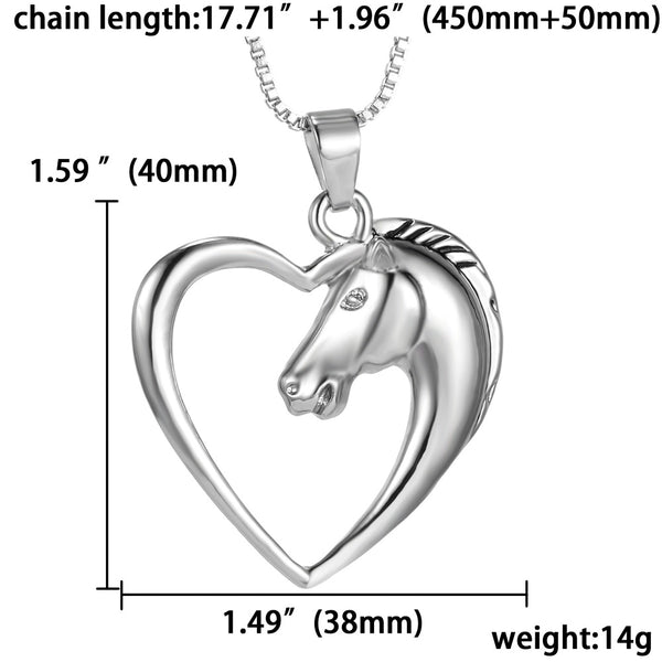 Lovely Horse in Heart Necklace