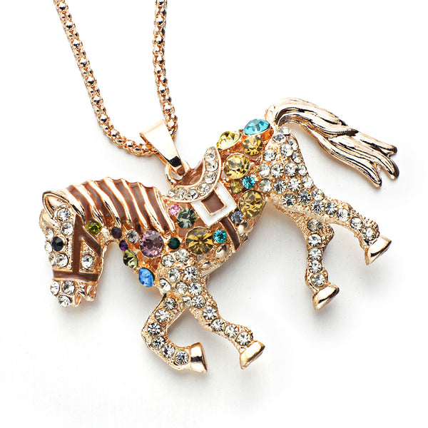 Beautiful Long Chain Horse Necklace