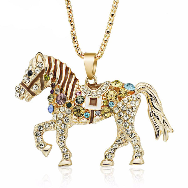 Beautiful Long Chain Horse Necklace