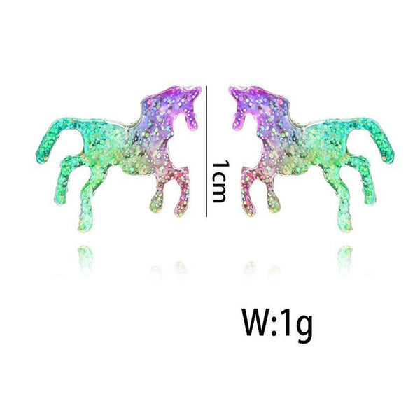 Trendy Glittery Unicorn Stud Earrings