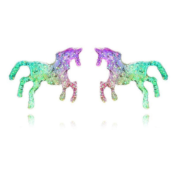 Trendy Glittery Unicorn Stud Earrings